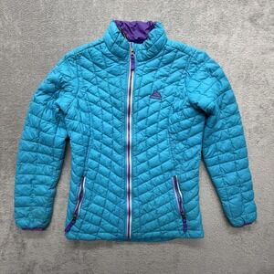 Snozu Jacket Girls Large 14-16 Blue Quilted Puffer Full Zip Insulated‎ Warm